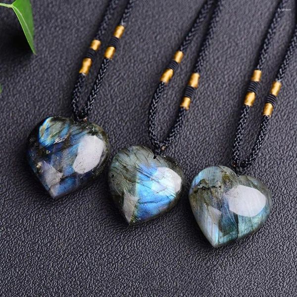 Pendentif Colliers Naturel Labradorite Moonstone Collier Charms Cristal Énergie Pierre Spirituelle Bijoux Pour Femmes Hommes