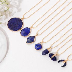 Pendentif Colliers Naturel Lapis Lazuli Pierre Charme Collier Irrégulier Bleu Gem Or Couleur Chaîne Collier Bijoux Cadeau Pour Femmes Filles