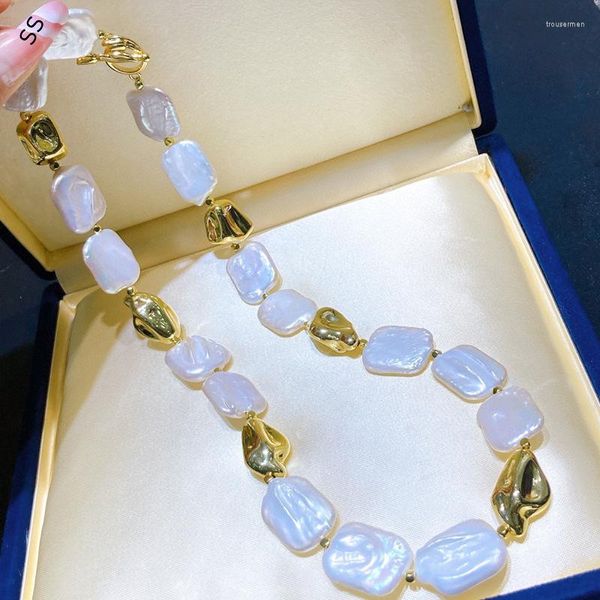 Collares colgantes Collar de perlas blancas barrocas de grano grande natural Gargantilla de clavícula para mujer Adorno Niño para niña Regalos Elegir