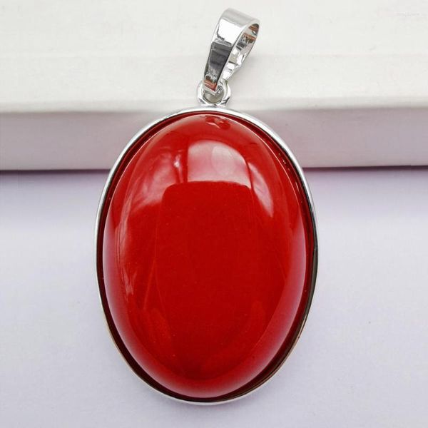 Collares pendientes Natural Suerte Jade rojo Grano de piedra Oval GEM Joyería S3223