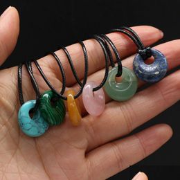 Hanger Kettingen Natuurlijke Malachieten Rozenkwarts Gogo Donut Charms Ketting Eenvoudig Stijlvol Voor Vrouwen Mannen Sieraden Cadeau Drop Levering P Dhlvk