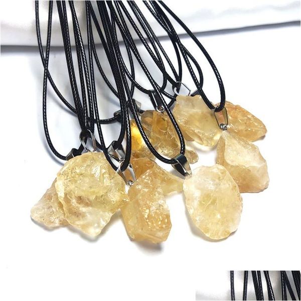 Colliers Pendentifs Pierre Minérale Naturelle Améthystes Collier En Cristal De Citrine Jaune En Gros Drop Delivery Bijoux Pendentifs Dhkqd