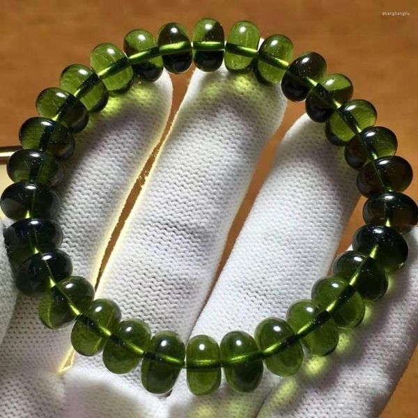 Collares pendientes Moldavita natural Aerolitos verdes Piedra de cristal checo Molienda cruda Pulsera de meteorito de cuentas de 9 mm