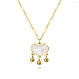 Pendentif Colliers Naturel Mère Shell Gland Clavicule Chaîne Femelle INS Lumière Luxe Niche Safe Lock Style Chinois Longue Vie Collier