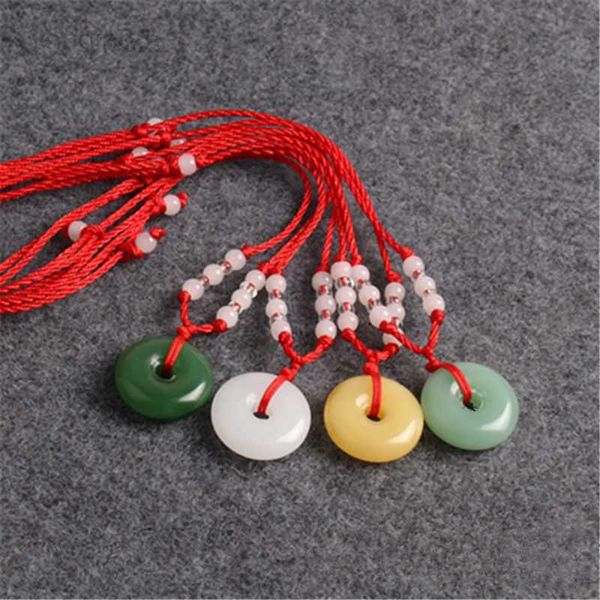 Pendentif Colliers Naturel Multicolore Jade Donut Pendentif Agate Collier Accessoires De Mode Charme Sculpté Amulette Cadeaux pour Femmes Hommes A2 HKD230712