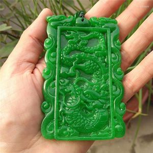 Pendentif colliers naturel Myanmar émeraude vert Jade Dragon sculpté à la main pendentifs collier marque hommes femmes vrais bijoux jadéite