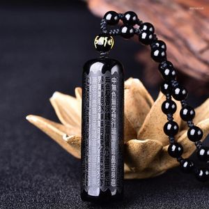 Hanger kettingen natuurlijke obsidiaan prajna paramita sutra boeddha ketting met gelukkige kralen ketting mode sieraden voor mannen vrouwen