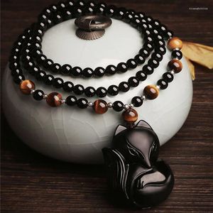 Pendentif Colliers Obsidienne Naturelle Pierre Gommage Collier À Faire Soi Chaîne Hommes Femmes Multi-Cercle Bracelet Bijoux