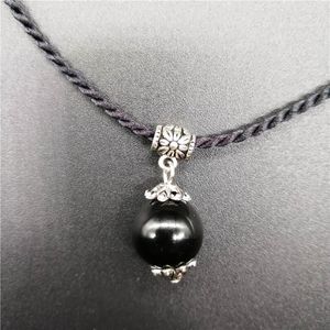 Pendentif colliers obsidienne naturelle transfert bonne chance perle pour la fabrication de bijoux à bricoler soi-même corde chaîne collier cristal unisexe accessoire