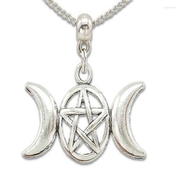 Pendentif Colliers Naturel Opalite Païen Wicca Pentagramme Collier Triple Lune Sorcière Ésotérique Viking Gothique Punk Bijoux Femmes Cadeau De Fête