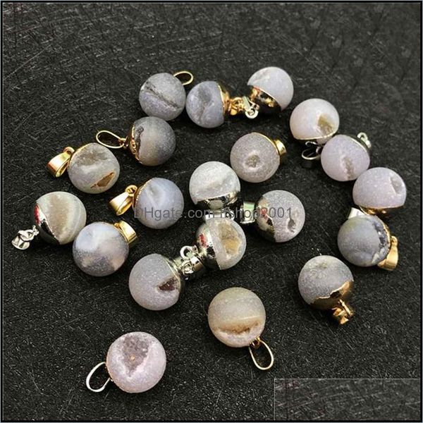 Pendentif Colliers Ouverture naturelle Sourire Agate Cristal Sable Perle Pierre Pendentif Hommes Et Femmes Collier De Bricolage Fabrication De Bijoux Bijoux Drop Dha2G