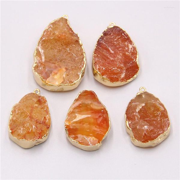 Pendentif Colliers Naturel Orange Agates Druzy Collier Pendule Irrégulier Pierre Connecteur Charmes Pour La Fabrication De Bijoux Brut