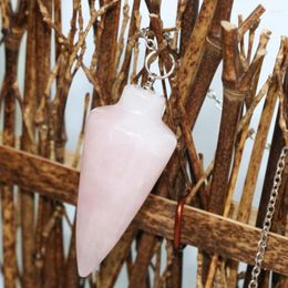 Hanger kettingen natuurlijke roze kwarts kristalsteen waterdrop piramide reiki pendulum genezing chakra amulet Europese sieraden 18 40 mm b1840