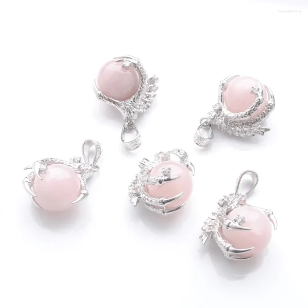 Collares colgantes Piedra rosa natural Dragón Garra Cuarzo rosa Reiki Chakra Encanto Joyería de moda clásica 5 piezas TN3106