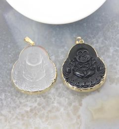 Colliers pendants Quartz Natural Crystal Obsidian Bouddha Gold Collier pour femmes Bijoux de guérison de guérison des hommes