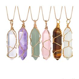 Pendentif Colliers Cristal De Quartz Naturel À La Main Fil Enroulé Guérison Chakra Reiki Charme Bk Pour La Fabrication De Bijoux Drop Delivery Pendentif Dhorv