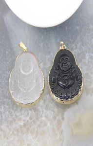 Colliers pendants Quartz Natural Crystal Obsidian Bouddha Gold Collier pour femmes Bijoux de guérison de guérison des hommes pour femmes