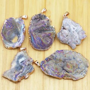 Hanger Kettingen Natuurlijke Ruwe Erts Agaat Steen Onregelmatige Geode Craft Collection Mineralen Healing Crystal Diy Ketting Vrouwen Sieraden Maken