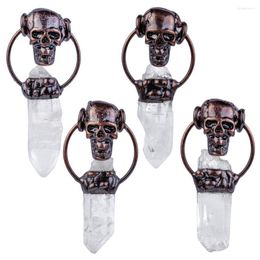 Hanger kettingen natuurlijke rauw rotskwarts kristalsteen punt retro gotische schedel charmes voor sieraden maken doe -het -zelf kettingaccessoires