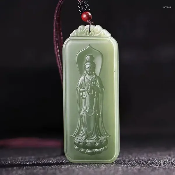Colliers pendants Natural Real Hetian Jade sculpture guanyin et lotus bénisse la mode de bijoux pour les femmes pour femmes