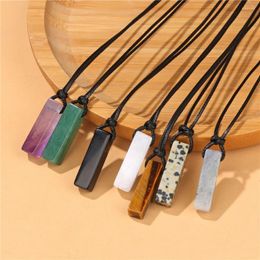 Pendentif Colliers Naturel Rectangle Améthystes Quartzs Tiger Eye Stoen Collier Guérison Reiki Yoga Pour Femmes Hommes Bijoux Cadeaux