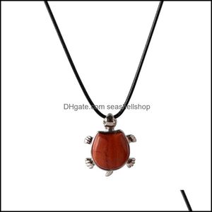 Pendentif Colliers Naturel Rouge Cornaline Tortue Cristal Femmes Charka Guérison Tortue Bijoux Collier 18 