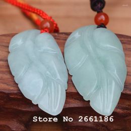 Hanger kettingen natuurlijke rijst witte jadeite steen hendnat gesneden bladeren ketting cadeau voor vrouwen meisje jades sieraden gratis touw