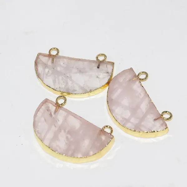 Collares colgantes Natural Rose Crystal Cuarzo Luna Collar Femme 2023 Conector de piedra chapado en oro rosa para mujeres Joyería como regalos 5pc
