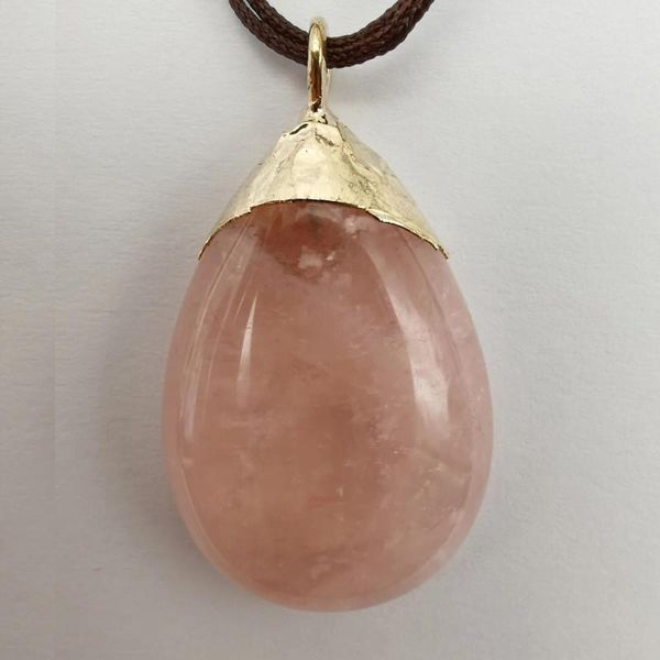 Pendentif Colliers Naturel Rose Quartz Pierre GEM Perle Teardrop Bijoux S113