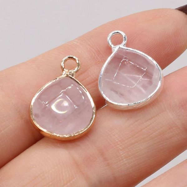 Collane con ciondolo Quarzo rosa naturale Collana a forma di goccia d'acqua Pendenti con ciondoli per creazione di gioielli Accessori per orecchini fai-da-te 18x14mmPendente