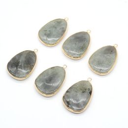 Collares colgantes de piedra semipreciosa forma ovalada labritorita encantos para joyas que hacen accesorios de collar de bricolaje al por mayor