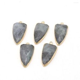 Collares colgantes Piedra semipreciosa natural con forma de triángulo larga Flash Labritorite Charms para joyas que hacen accesorios de collar de bricolaje