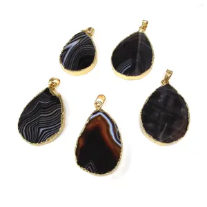 Pendentif Colliers Pierre Semi-précieuse Naturelle En Forme De Goutte Noir Rayé Agate Boutique Pour Faire DIY Mode Charme Collier Cadeau