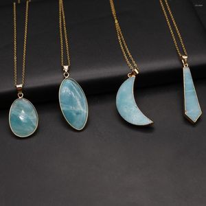 Pendentif Colliers Naturel Semi Précieux Pierre Amazonite Collier Irrégulier Avec Chaîne Pour Femmes Charme Bijoux Cadeau