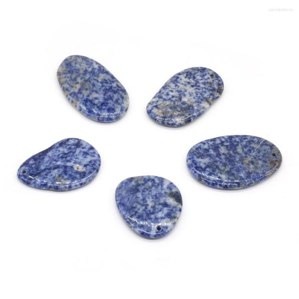 Pendentif Colliers Pierres semi-précieuses naturelles Sodalite en forme d'oeuf irrégulier Perles perforées Charmes pour la fabrication de bijoux Collier à faire soi-même