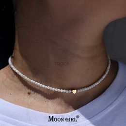Pendentif Colliers Perles de coquillage naturel coeur tour de cou mode collier en acier inoxydable pour femmes cuivre étoile Collares Para Mujer MOON GIRL Design 240330