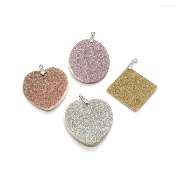 Pendentif Colliers Coquille Naturelle Pendentifs en forme d'oeuf Bijoux de mode DIY Fabrication à la main Boucles d'oreilles Coeur Rhombus Charms Accessoires