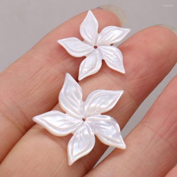 Pendentif Colliers Coquillages Naturels Blanc Cinq Pétale Fleur Seul Trou Pour La Fabrication De Bijoux DIY Collier Boucles D'oreilles Accessoires Décor Cadeau Fête