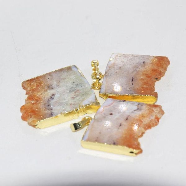 Collares con colgante, rebanada Natural, cristal amarillo, cuarzo, cuadrado, mujer, 2022, bisel de oro, losa en bruto, piedra citrina, Druzy Femme como regalo