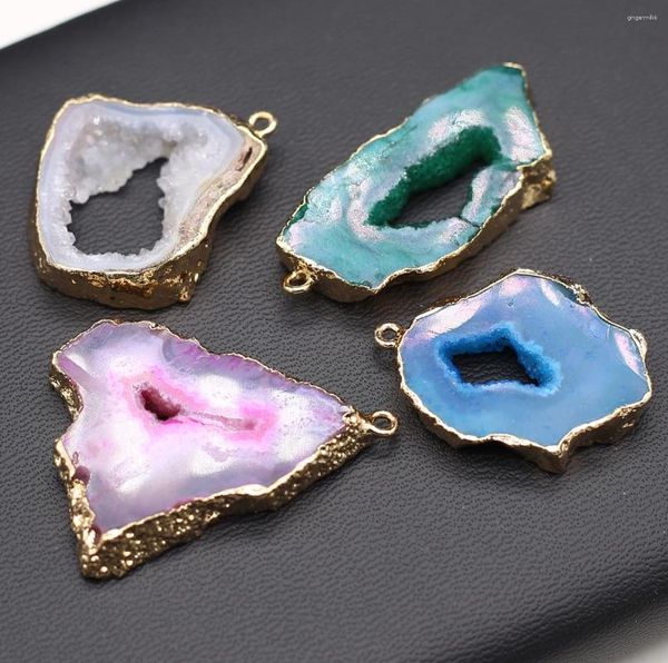 Pendentif Colliers Pierre Naturelle Agate Geode Cristal Irrégulier Druzy Charmes Pour Femmes Hommes Bijoux Fabrication DIY Collier Accessoires En Gros