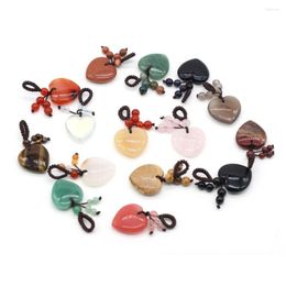 Pendentif Colliers Pierre Naturelle Agate Jade Opale Porte-clés Charmes Pendentifs En Forme De Coeur Pour Femme Cartable Doux Chanceux Porte-clés Bijoux Cadeau