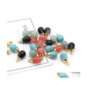 Pendentif Colliers Pierre Naturelle Aventurine Turquoise Agate Goutte D'eau Pour La Fabrication De Bijoux Bricolage Collier Accessoires Charmes Cadeau Delive Dhsqr