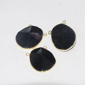 Pendentif Colliers Pierre Naturelle Obsidienne Noire Connecteur Pour La Fabrication De Bijoux Charmes 2022 Or Lunette En Vrac Kitty Énergie Irrégulière Gem Hommes