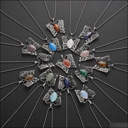 Pendentif Colliers Naturel Pierre Papillon Femme Collier En Acier Inoxydable Designer De Luxe Pull Chaîne 12pcs Drop Livraison 2021 Jewel Dhfqw