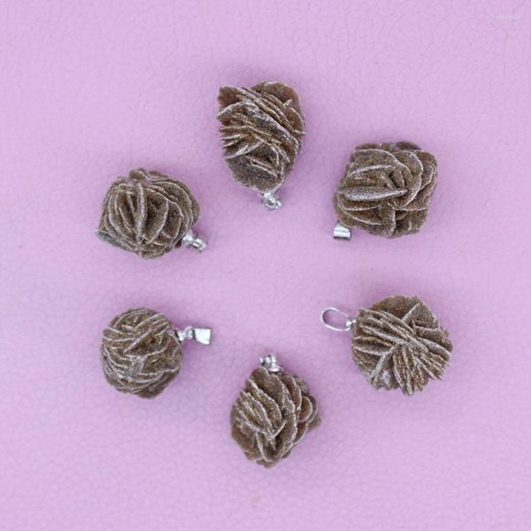 Collares pendientes piedra natural tallada rosa del desierto forma de gota redonda fabricación de joyas DIY pendientes collar accesorios tamaño 18x22mm
