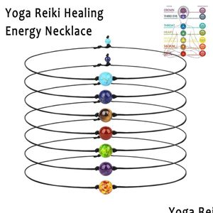 Hanger Kettingen Natuursteen Chakra Gem Kralen Ketting Vrouwen Yoga Reiki Healing Ncing Maxi Voor Sieraden Drop Delivery Hangers Dhrrq