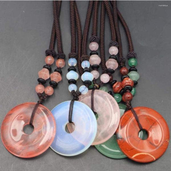 Pendentif Colliers Pierre Naturelle Classique Style Chinois Boucle Sûre Tissé À La Main Agate Cristal Collier DIY Mode Simple Accessoires 3 Pc/Lot