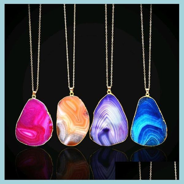 Colliers pendentif pierre naturelle Colorf cristal coupe Texture pendentif collier différents modèles cou pull chaîne mélange mode bijou Dhnyb