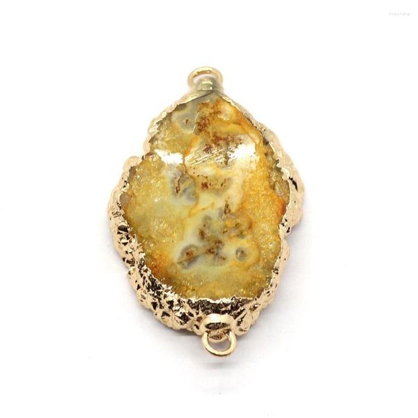 Colliers pendentifs pendentifs en cristal de pierre naturelle accessoires Reiki irréguliers pour la fabrication de bijoux à bricoler soi-même connecteur améthyste Druzy Geode