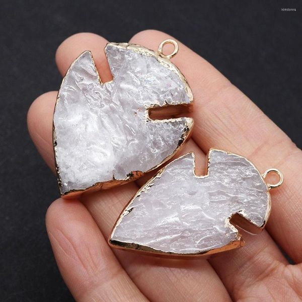 Pendentif Colliers Pierre Naturelle Druzy Cristal Quartz Pendentifs Drusy Cluster En Forme De Feuille Pour La Fabrication De Bijoux Collier Charms Geode